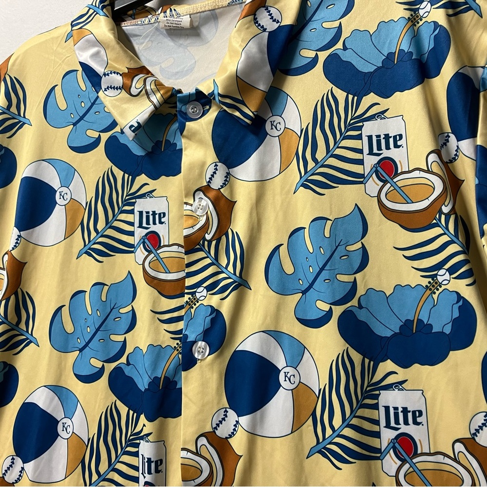 Kansas City Royals Shirt Mens XL Hawaiian Print Miller Light Party SGA MLB - Picture 3 of 5